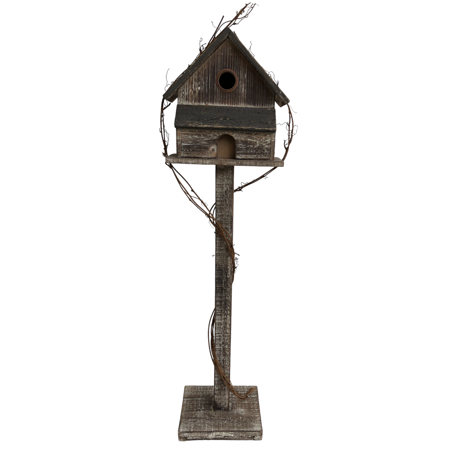 Freestanding Wooden Natural Birdhouse