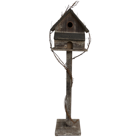 Freestanding Wooden Natural Birdhouse