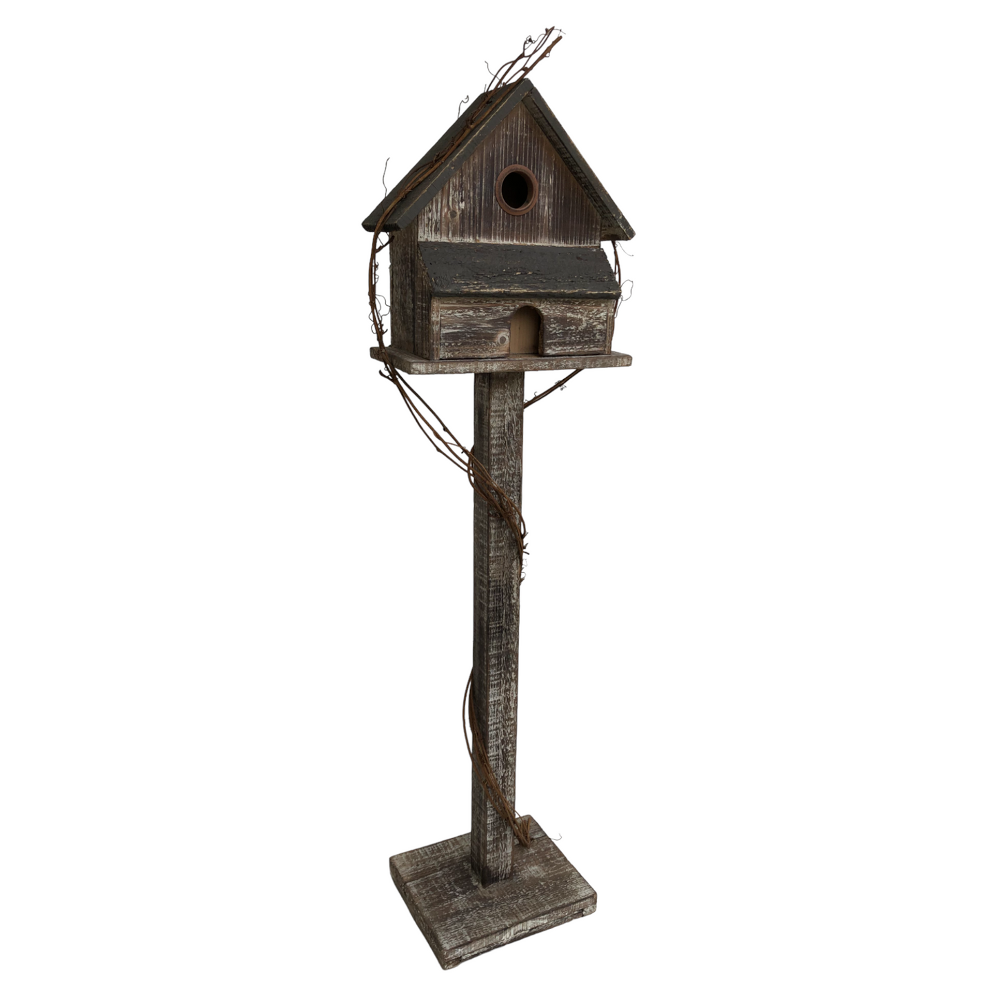 Freestanding Wooden Natural Birdhouse