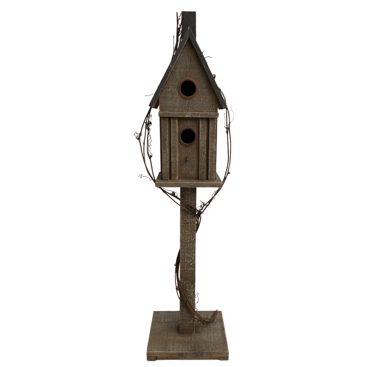 Washed Brown Wicker-decor Birdhouse