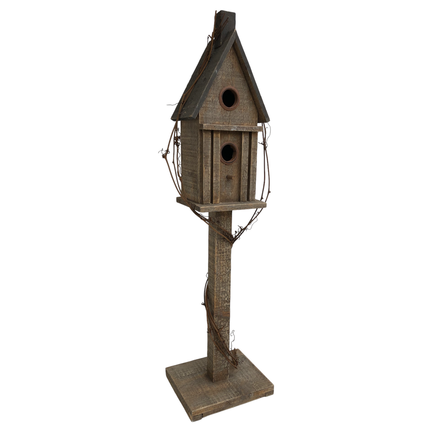 Washed Brown Wicker-decor Birdhouse