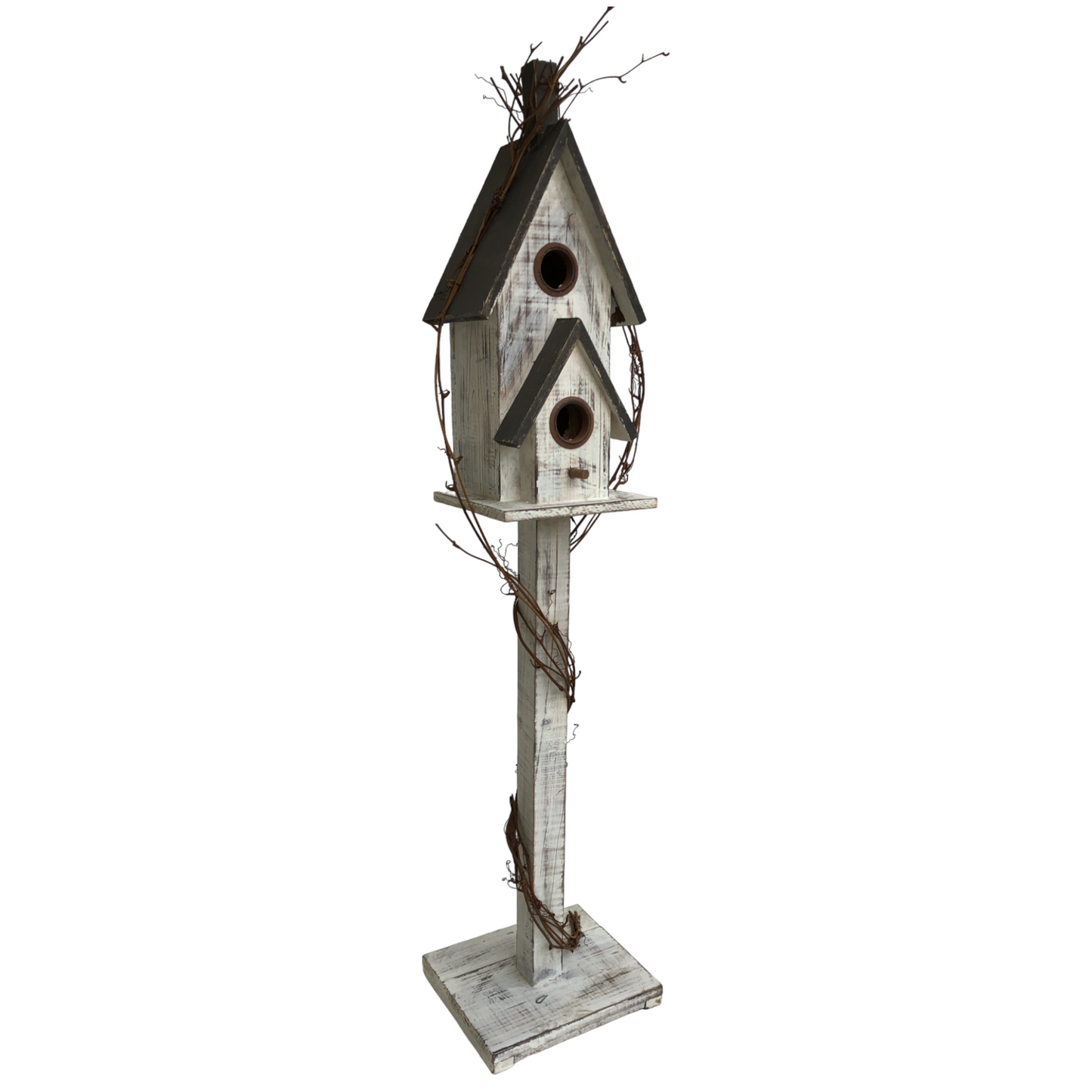 Retro Washed White Birdhouse