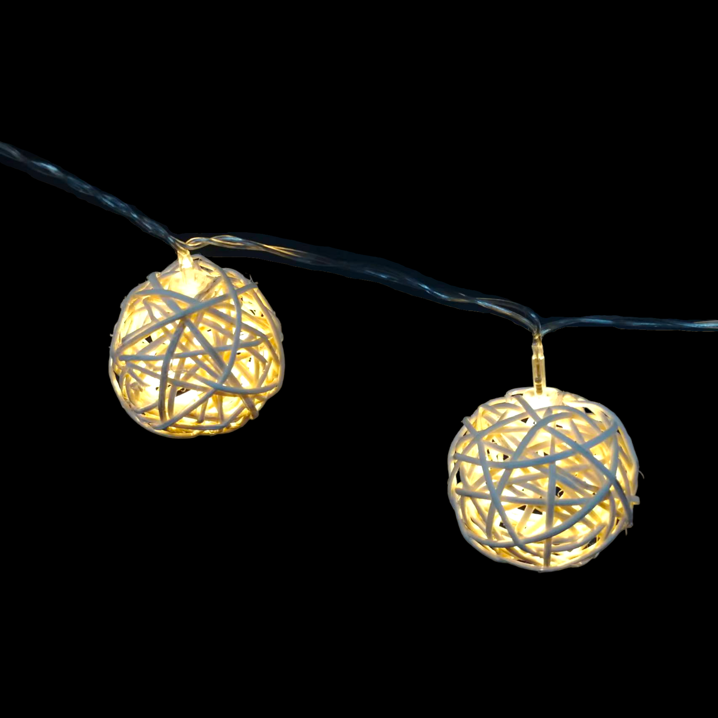 Warm White Rattan Balls String Lights