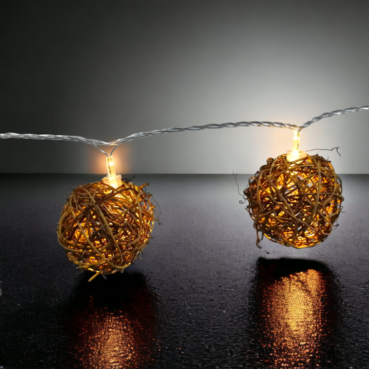 Rattan Balls String Lights