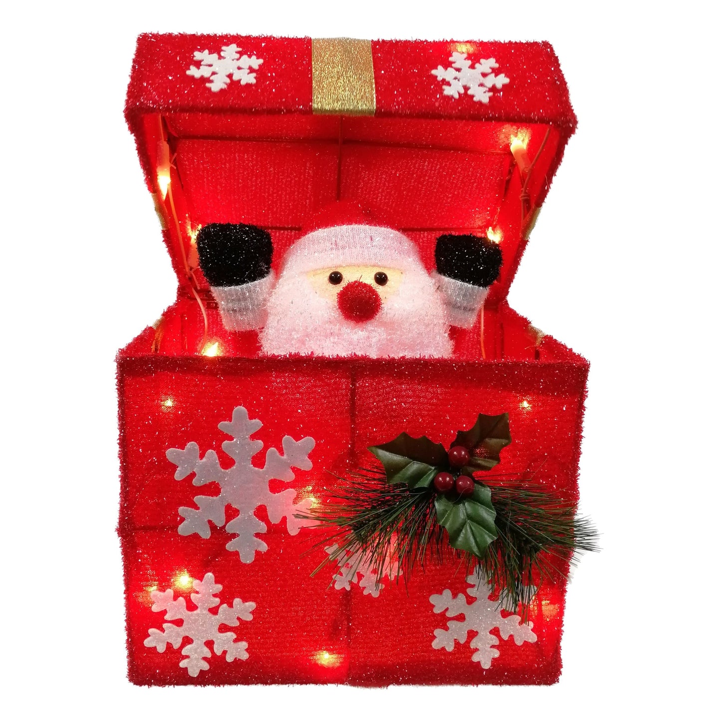 Christmas Santa Moving-Lid Lighted LED Gift Box