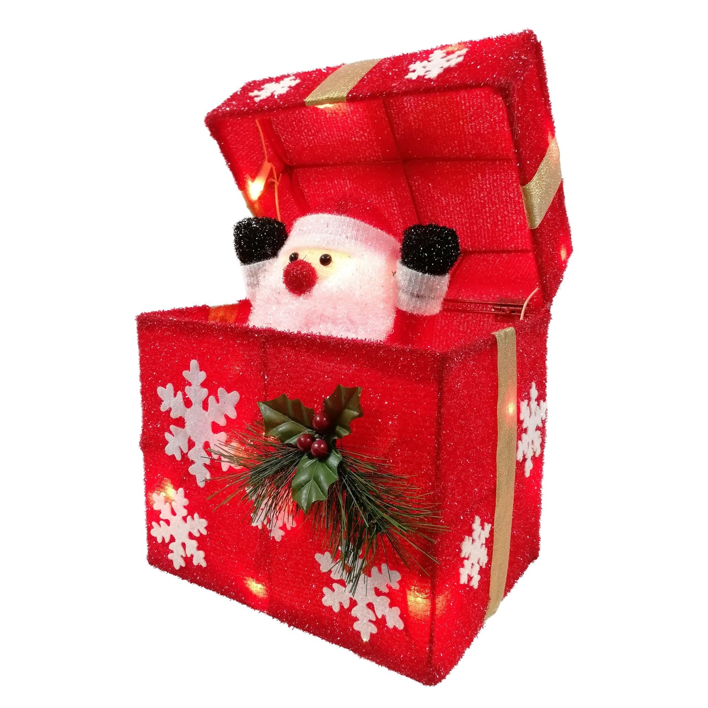 Christmas Santa Moving-Lid Lighted LED Gift Box