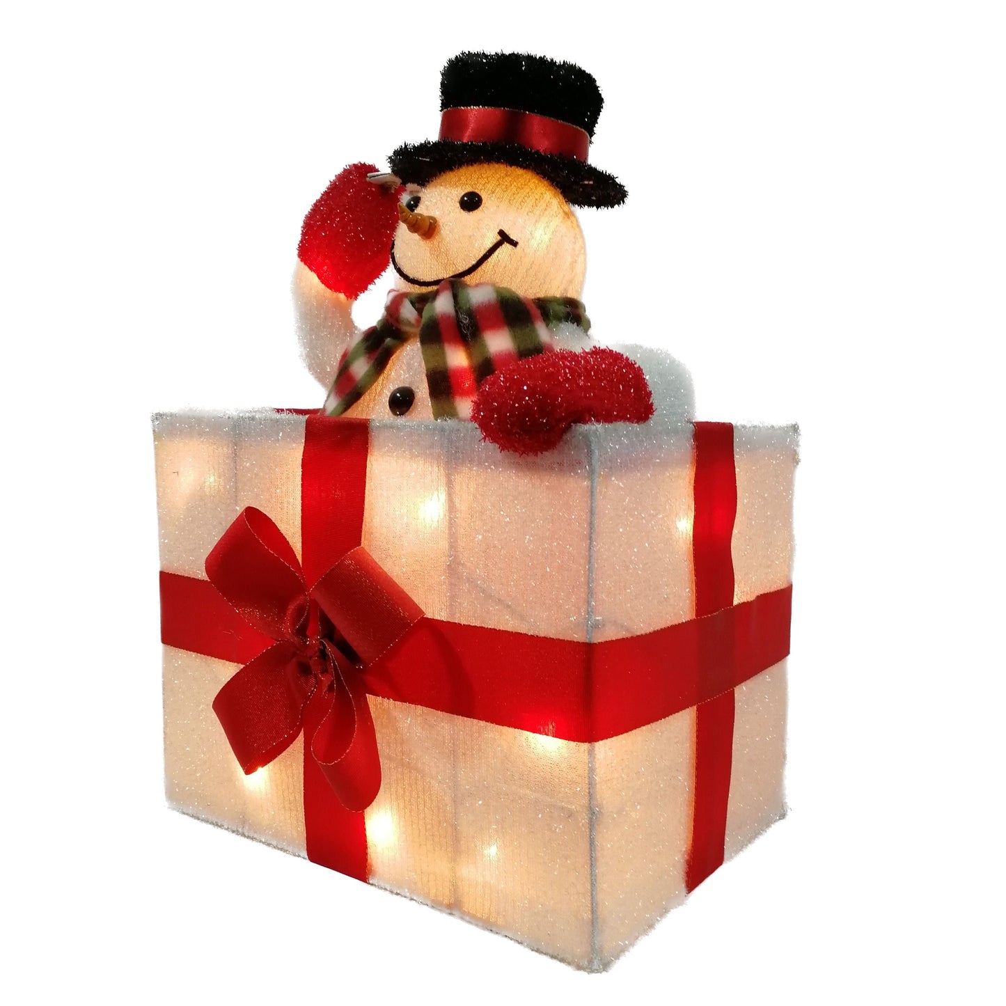 Christmas Snowman Raising-hat Lighted Gift Box