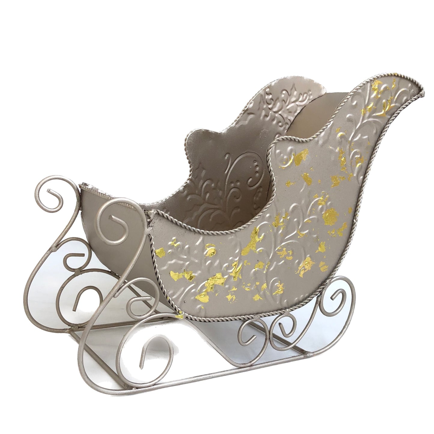 Glittery Textured Metal Sleigh Decoration