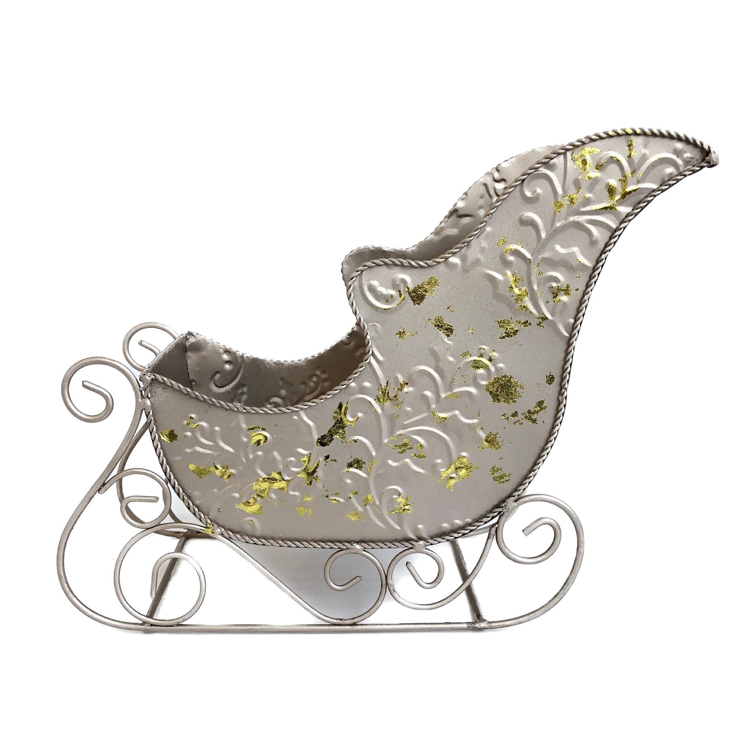 Glittery Textured Metal Sleigh Decoration