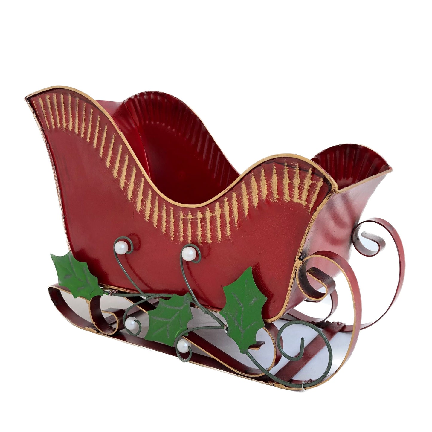 Red Metal Indoor/Outdoor Holiday Sleigh Decoration