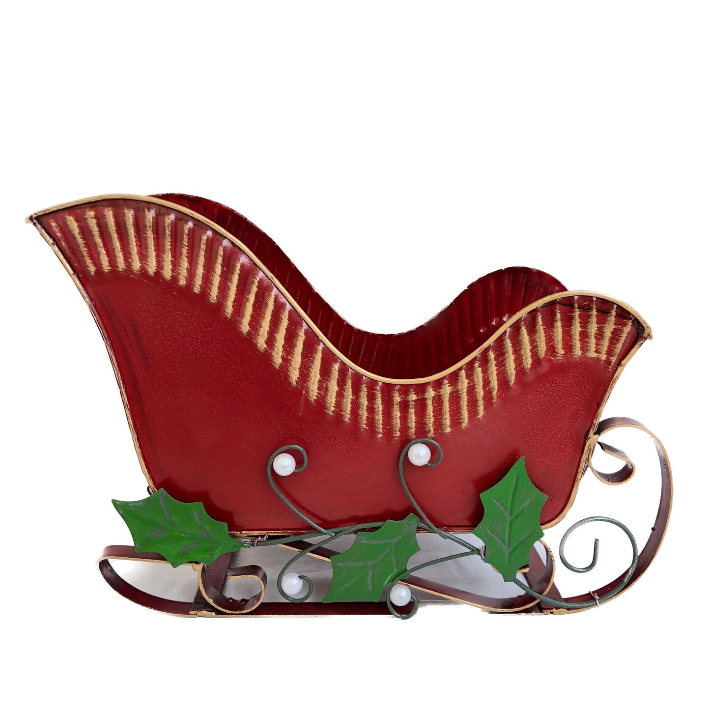 Red Metal Indoor/Outdoor Holiday Sleigh Decoration