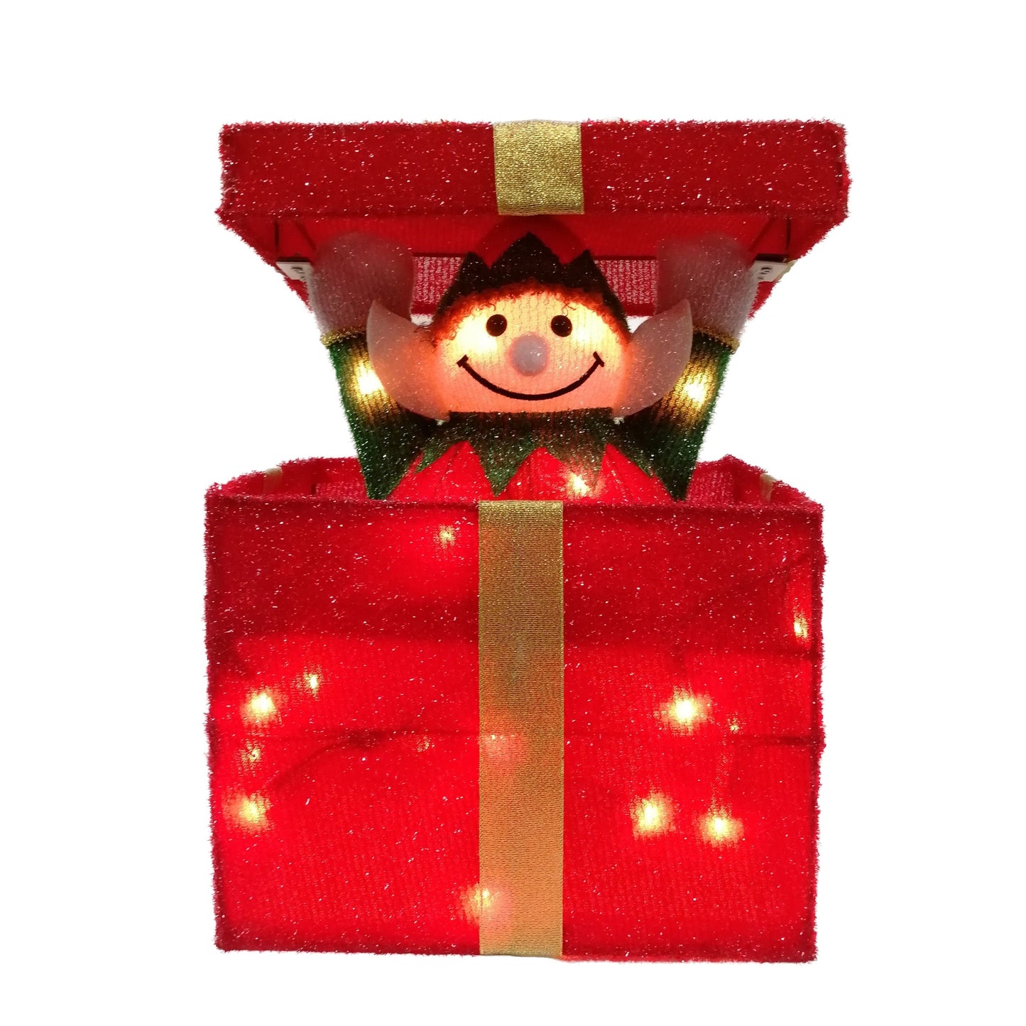 Christmas Elves Pup-up Lighted LED Gift Box