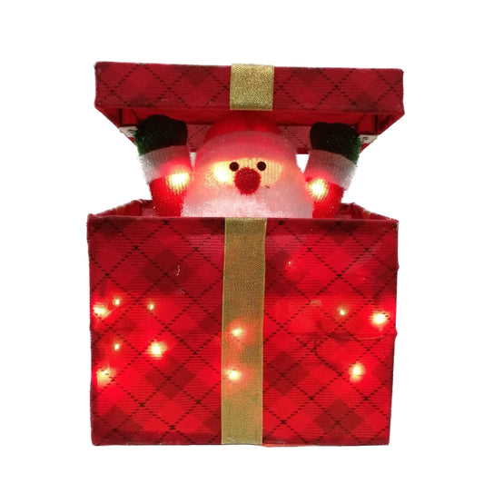 Christmas Santa Pup-up Lighted LED Gift Box