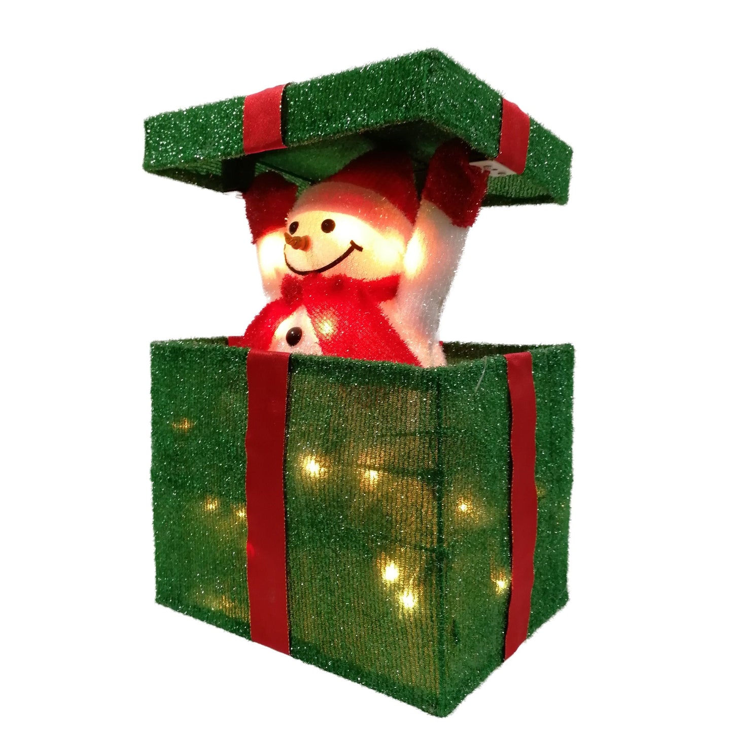 Christmas Snowman Pup-up Lighted LED Gift Box