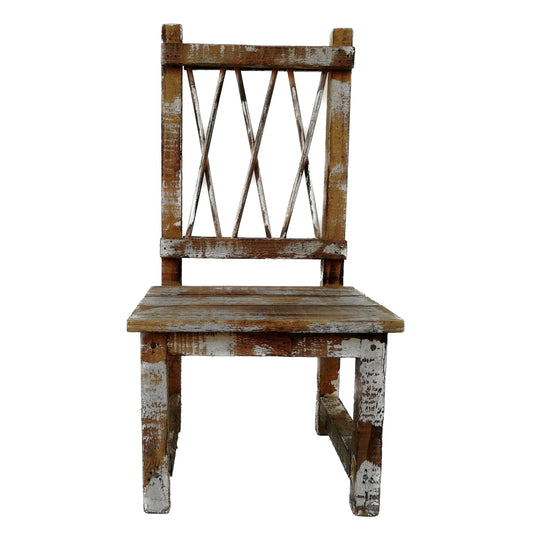 Retro Wooden Washed White Chair for Decor