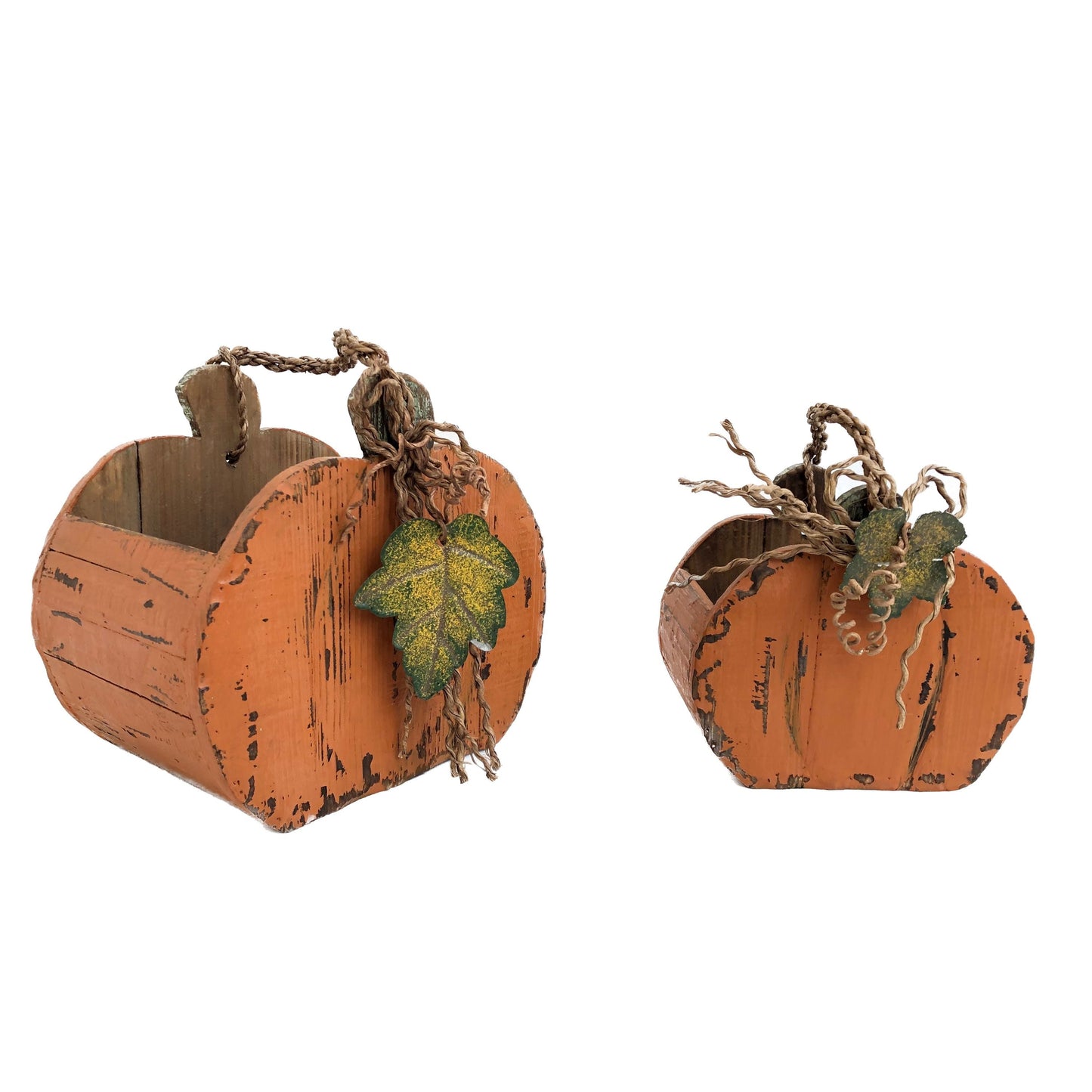 Rustic Wooden Pumpkin Container Set