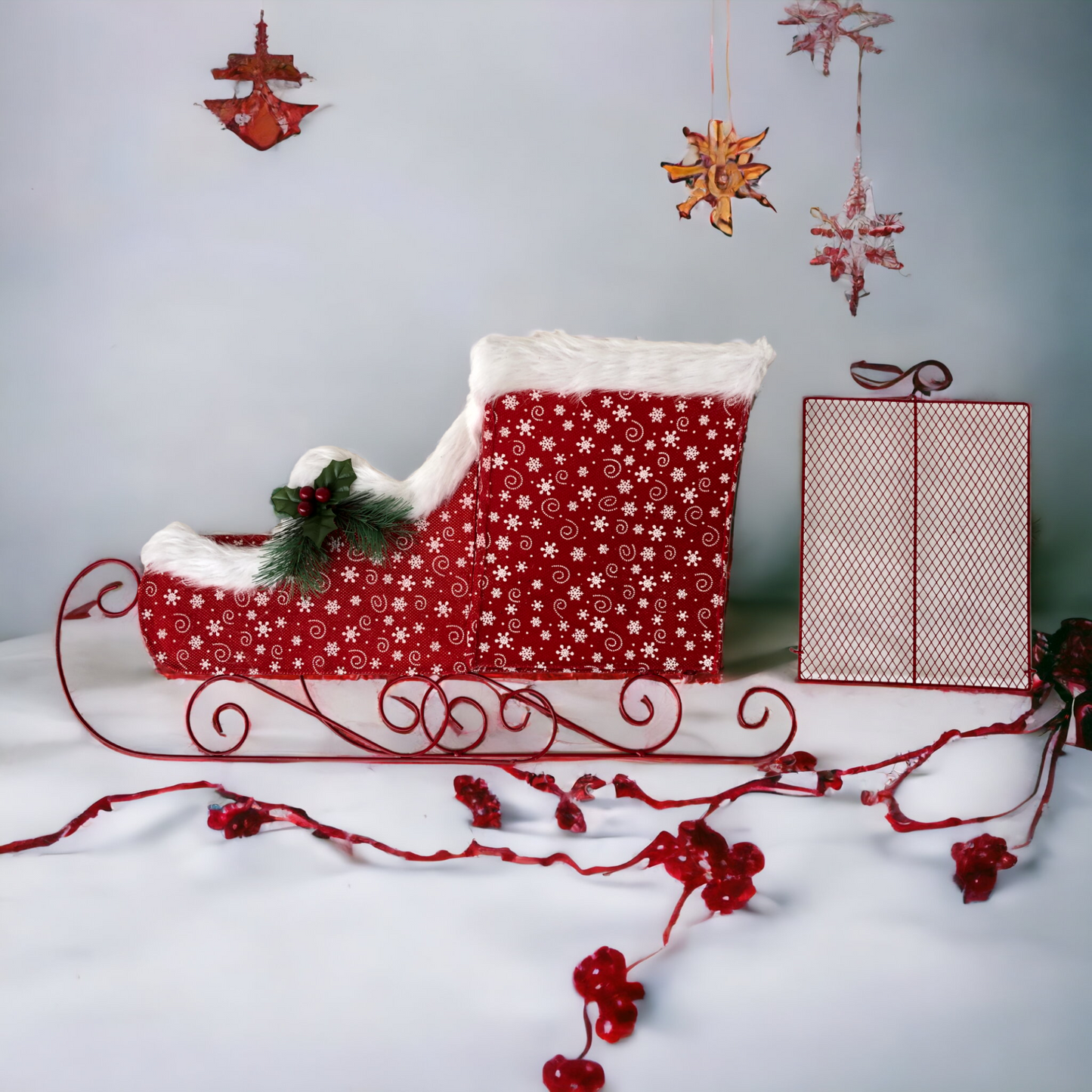 Foldable Christmas Decorative Sleigh Gift/Wine Basket