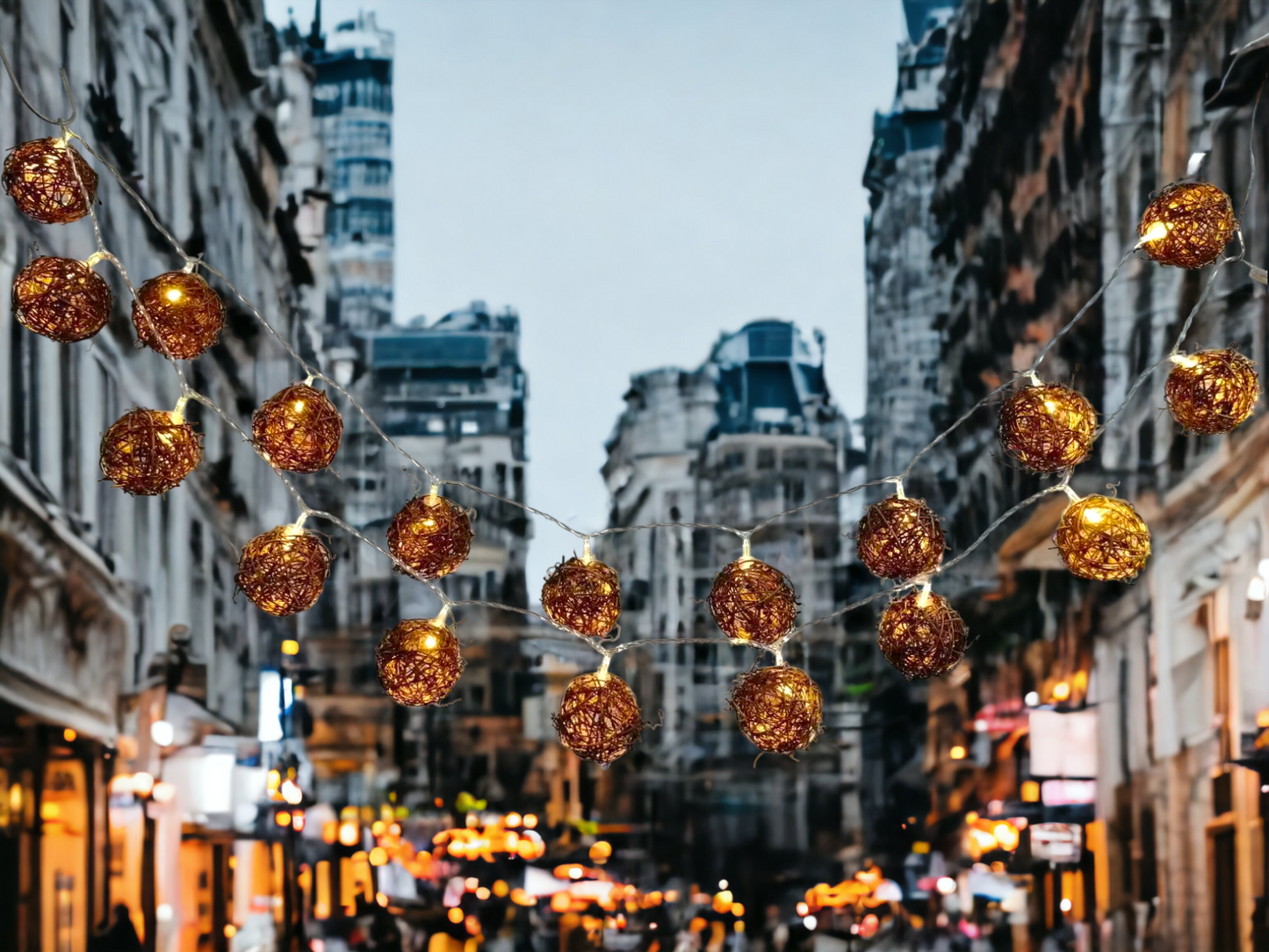 Rattan Balls String Lights