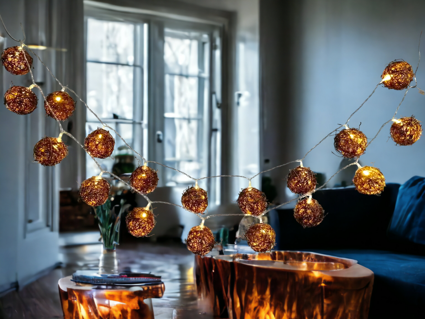 Rattan Balls String Lights