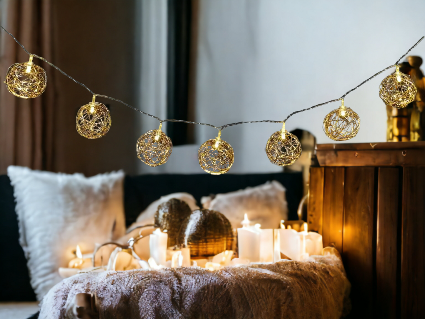 Warm White Wire Balls String Lights