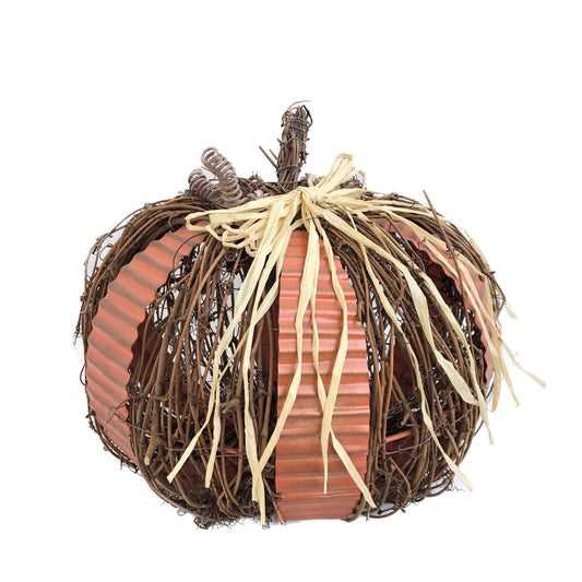 Rattan/Metal Woven Pumpkin