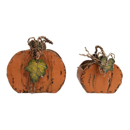 Rustic Wooden Pumpkin Container Set