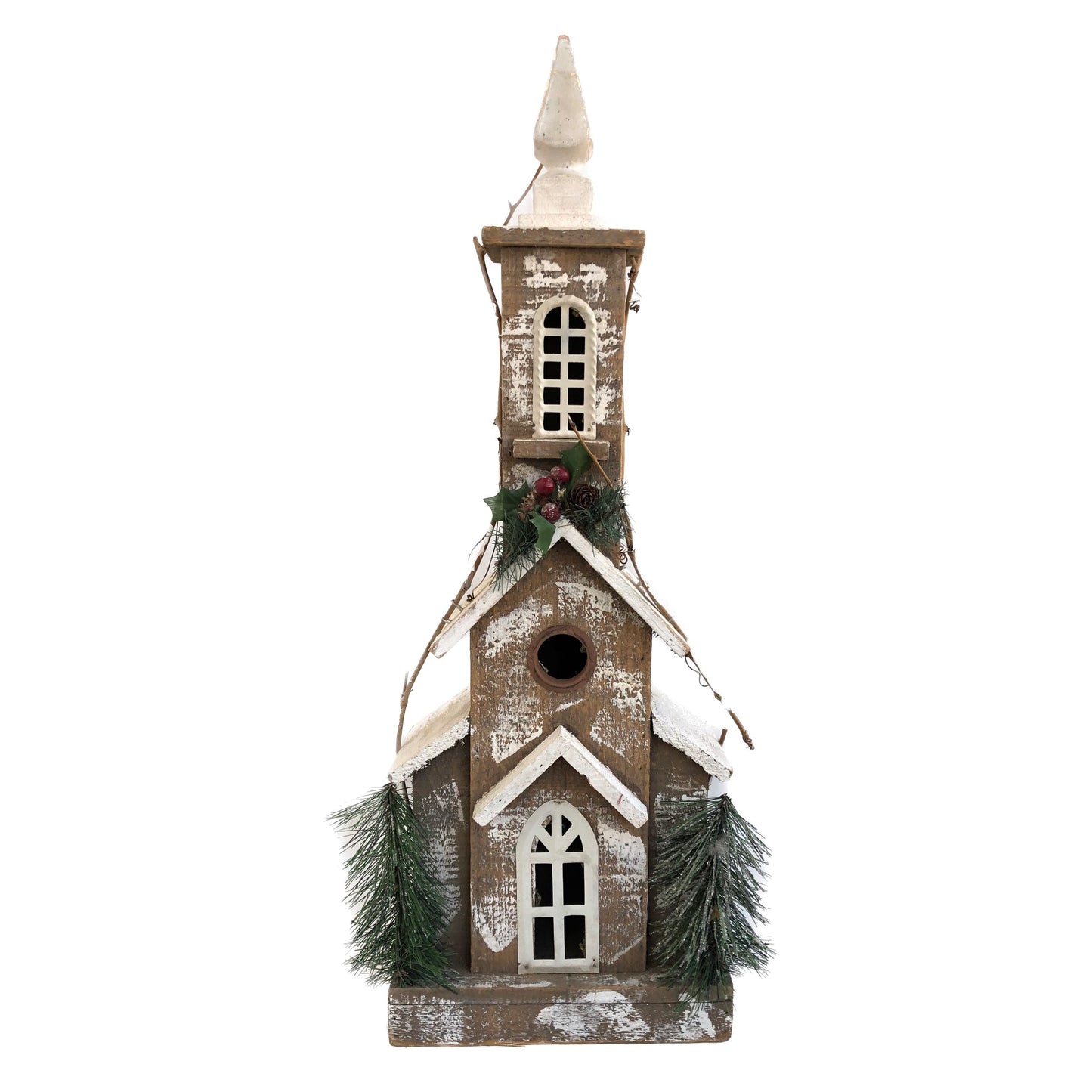 Wooden Church Christmas Decoration- White