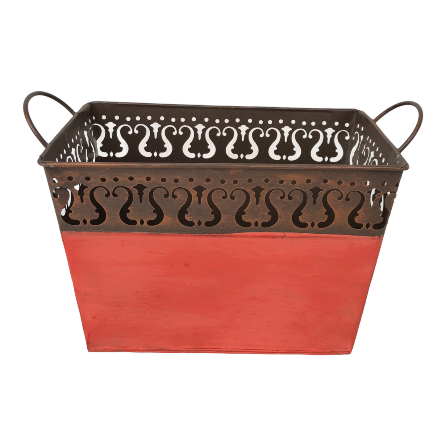 Rustic top Red-paint Metal Basket