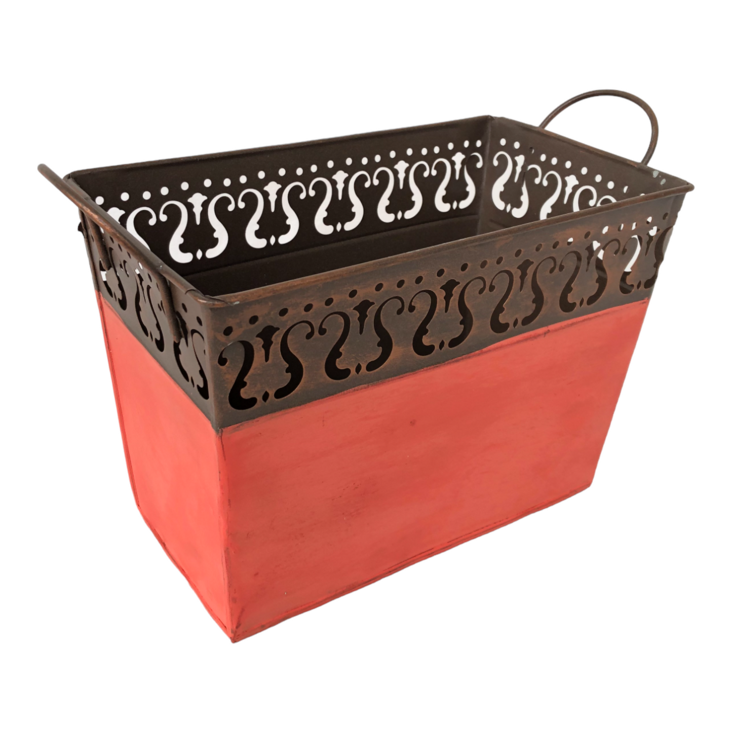 Rustic top Red-paint Metal Basket