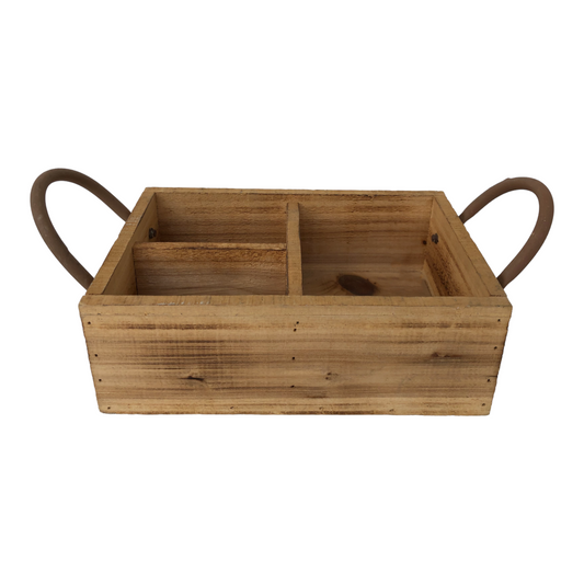 Decorative Wooden Gift Basket with Metal Handles