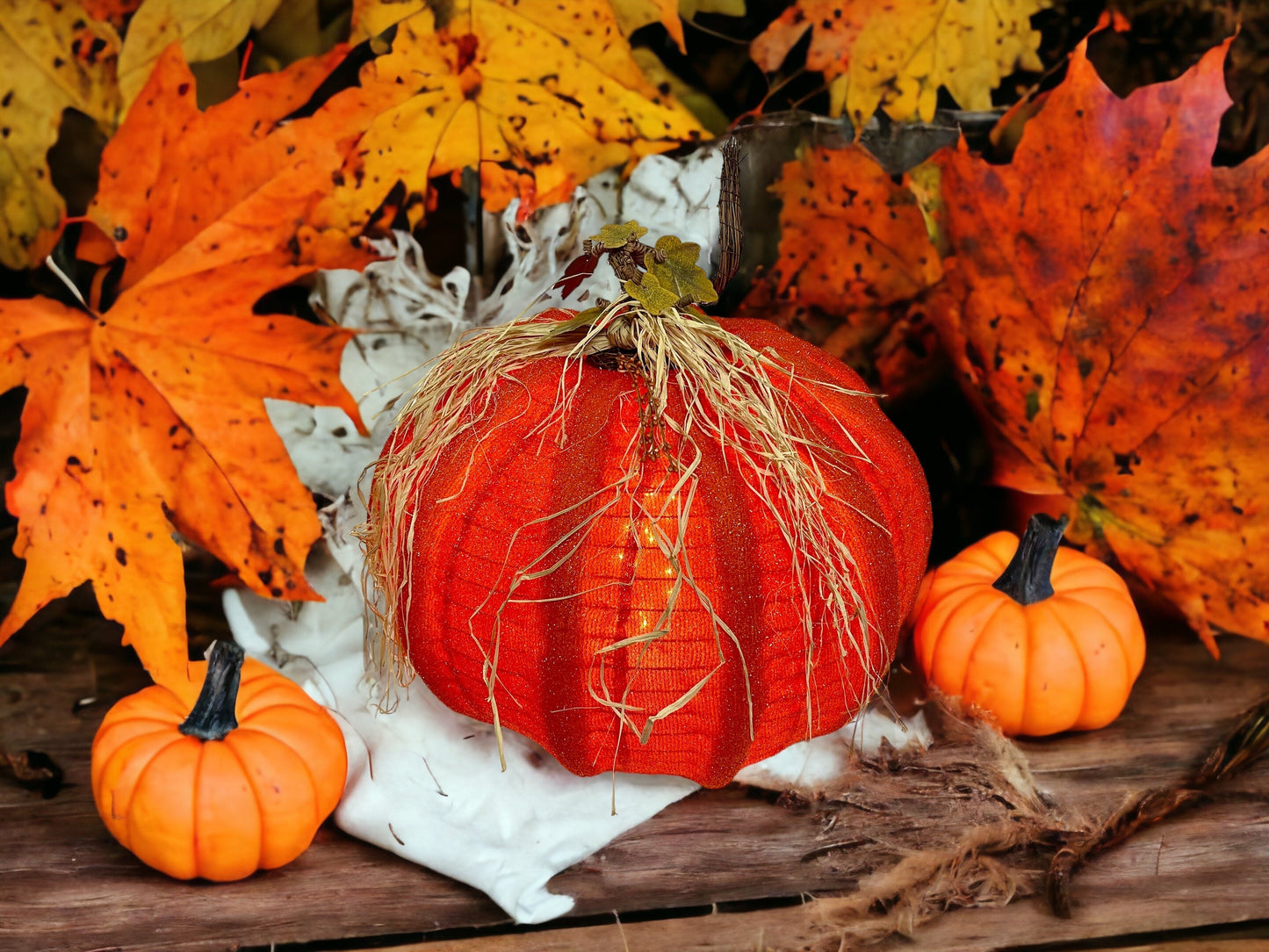 Collapsible Lighted Pumpkin & Butternut Squash