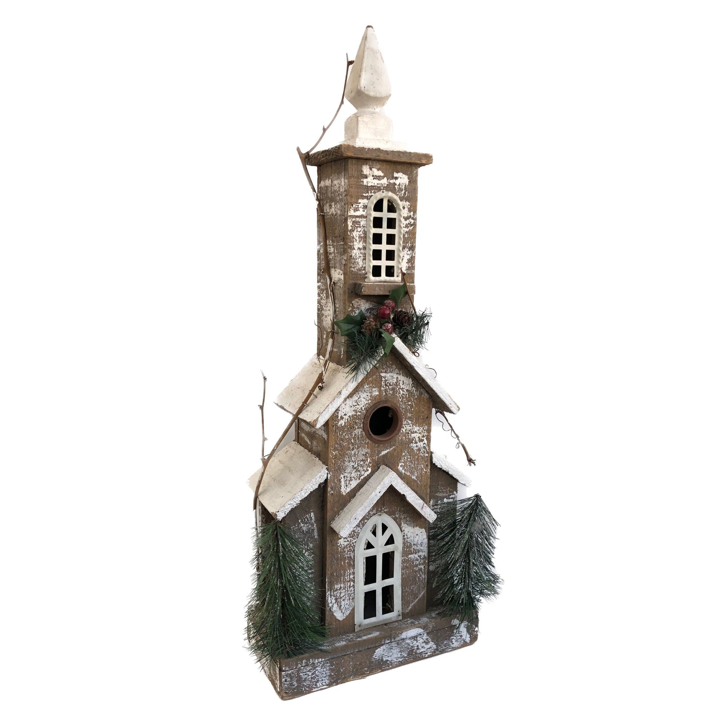 Wooden Church Christmas Decoration- White