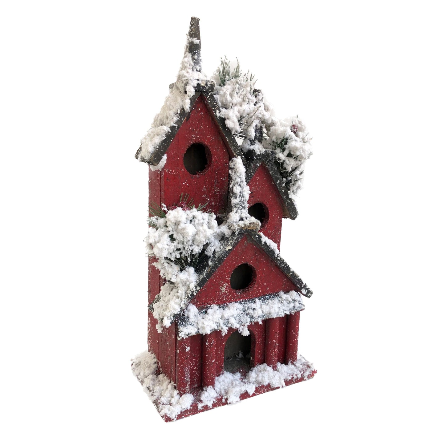 Red Christmas Snowy Birdhouse